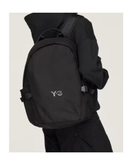 Y-3 Black Staple Logo Printed Backpack for men