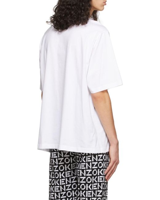 KENZO White Sport X Logo Print T-Shirt for men