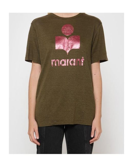 Isabel Marant Green Isabel Marant Étoile Logo Printed Crewneck T-Shirt