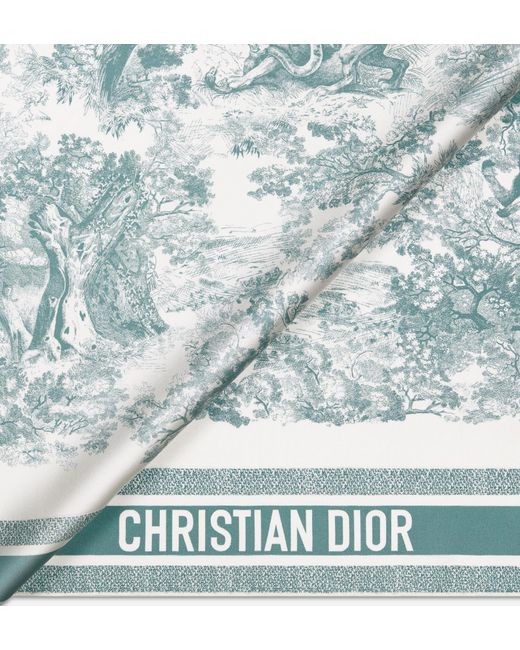 Dior Blue Iviera Toile De Jouy Sauvage 90 Square Scarf
