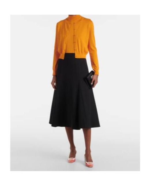 Carolina Herrera Orange Cropped Silk And Cotton Cardigan