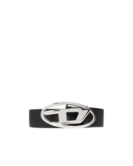 DIESEL White Logo Belt for men