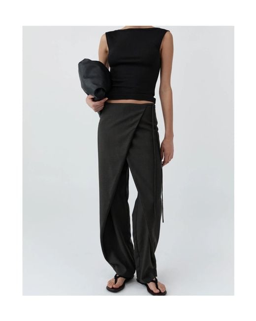 St. Agni Gray Piping Drawstring Casual Pants