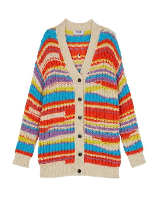 MSGM Red Aglia Knitted Cardigan