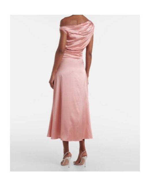 Staud Pink Elyse Silk-Blend Midi Dress