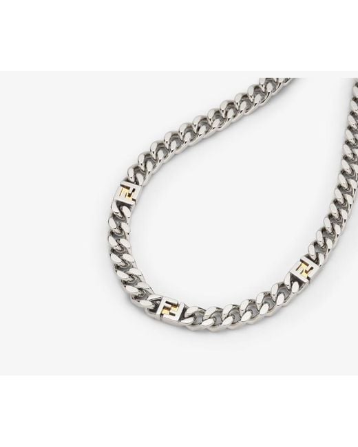 Fendi Metallic Curb-Chain Necklace for men