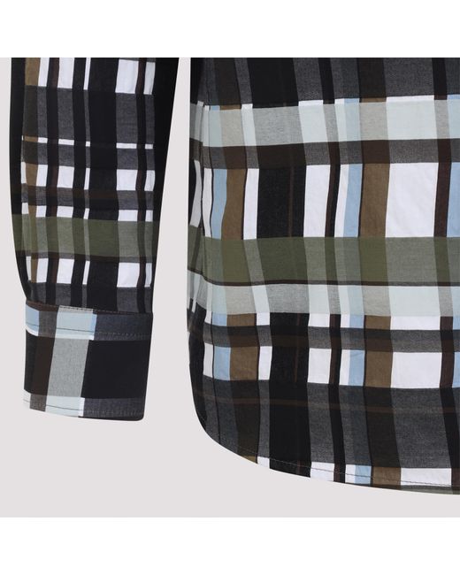 Bottega Veneta Gray Cotton Check Shirt for men