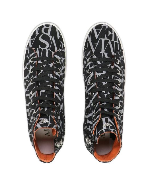 Armani Jeans Black High-Top Round-Headed Leisure Sports Shoes for men