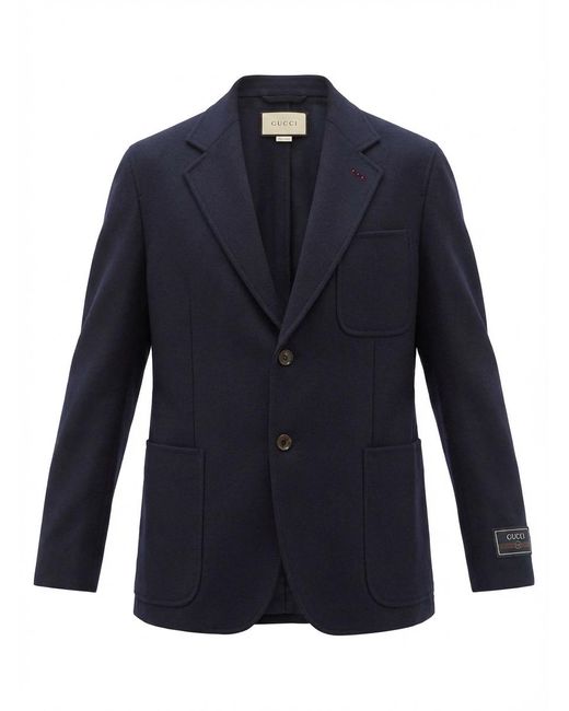 Gucci Blue Web-Label Single-Breasted Blazer for men