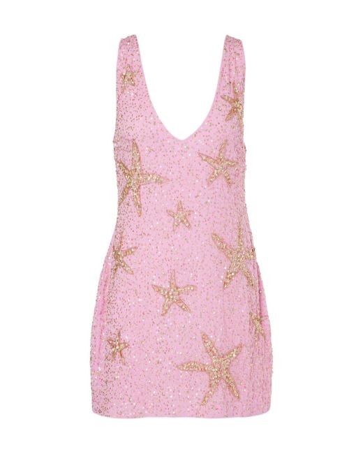 Rixo Pink Sequin Mini Dress
