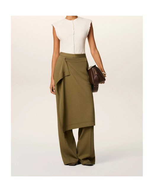 AMI Green Wool Front Panel Large Trousers
