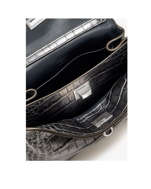 Balenciaga Black Rodeo Embossed Metallized Handbag