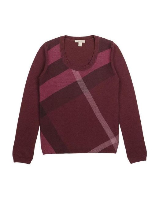 Burberry Red Round-Neck Long-Sleeved Pullover