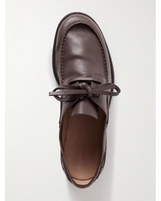 The Row Brown Novus Sailor Leather Loafers