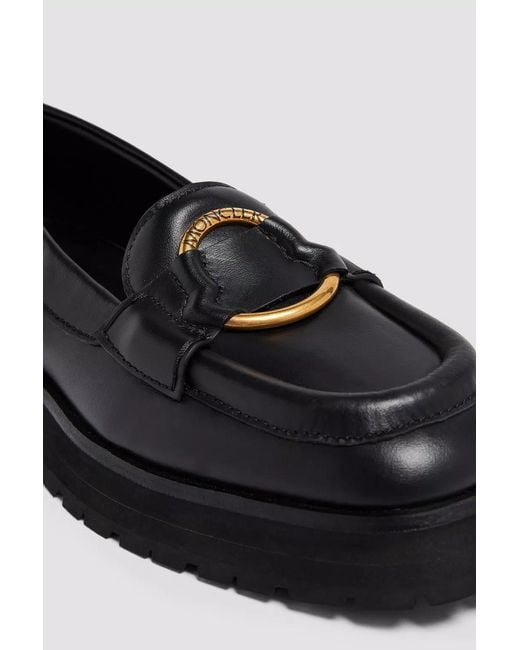Moncler Black Bell Leather Loafers