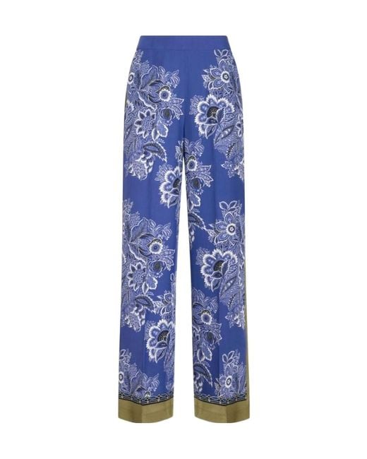 Etro Blue Bandana Print Straight-Leg Trousers