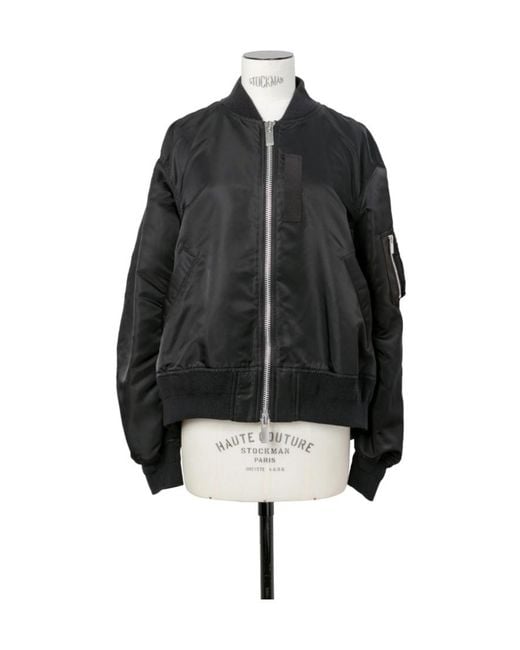 Sacai Black Zip-Up Bomber Jacket