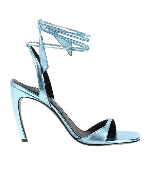 The Attico Blue Ora Laminated Square Toe Sandals