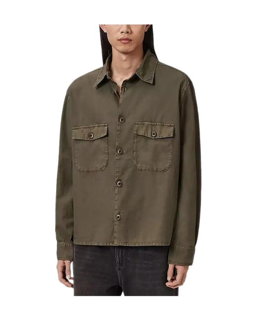 AllSaints Green Buttoned Pocket Shirt for men