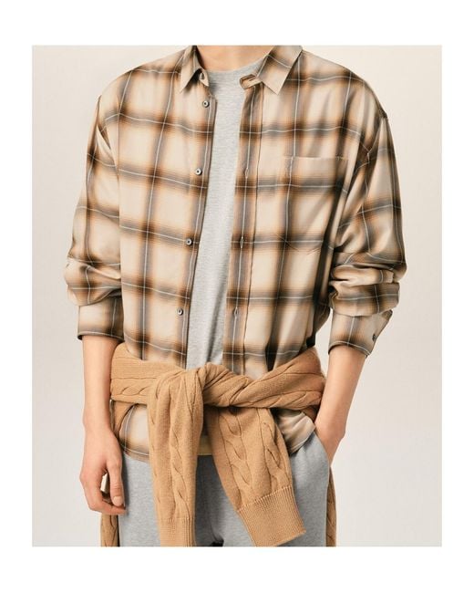 AMI Natural Ami Checked Oversized Shirt for men