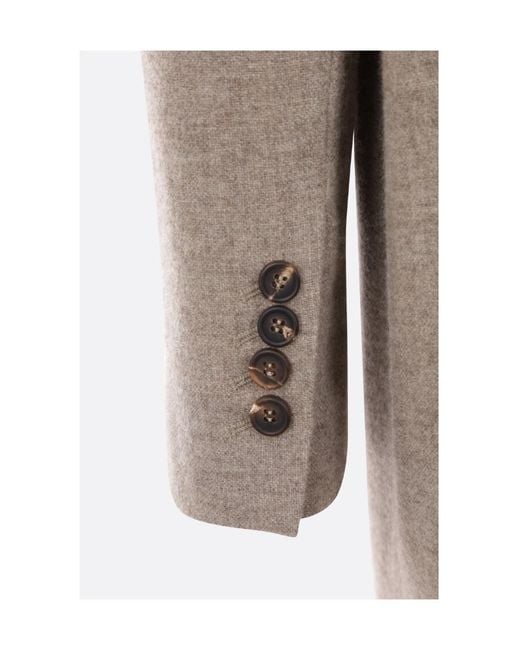 Brunello Cucinelli Gray Single-Breasted Button-Fastening Blazer