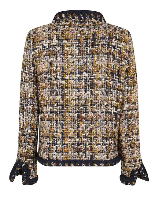 Etro Black Double-Breasted Long Sleeve Tweed Jacket