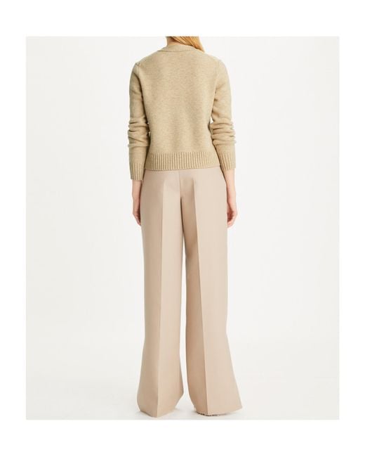 Tory Burch Natural V-Neck Buttoned Knitted Cardigan