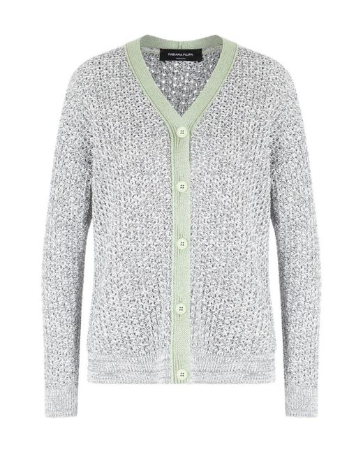 Fabiana Filippi Gray Long-Sleeved Knitted Cardigan