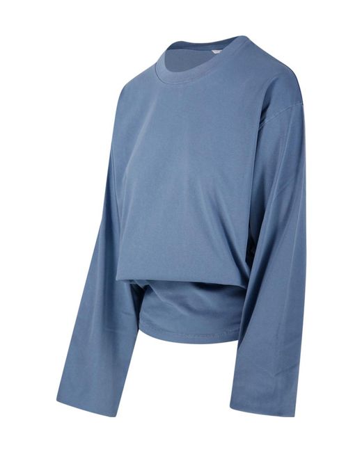 Haikure Blue Long-Sleeved Crewneck T-Shirt