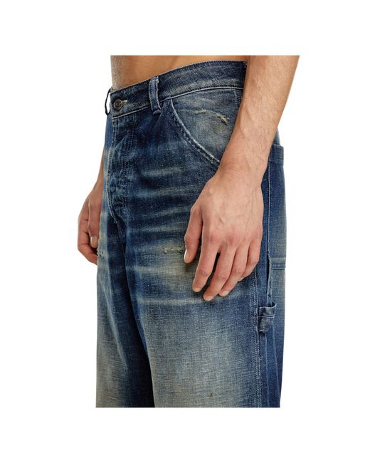 DIESEL Blue D-Livery Distressed Straight Jeans for men