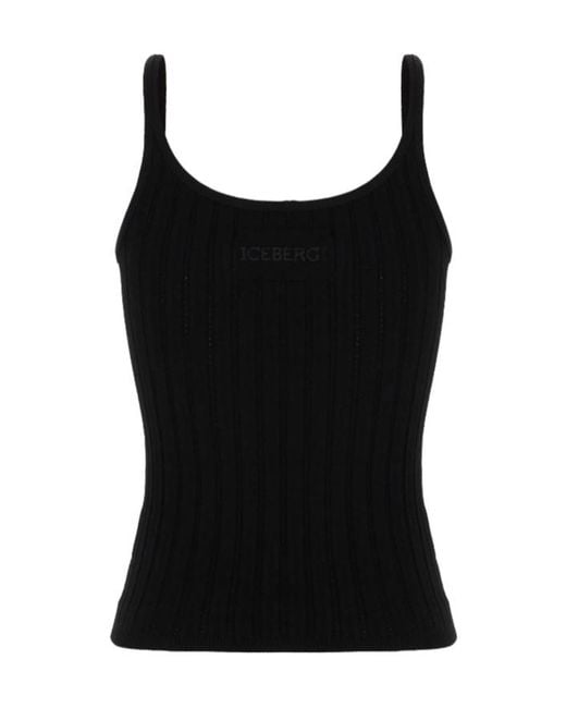 Iceberg Black Ribbed Tank Top