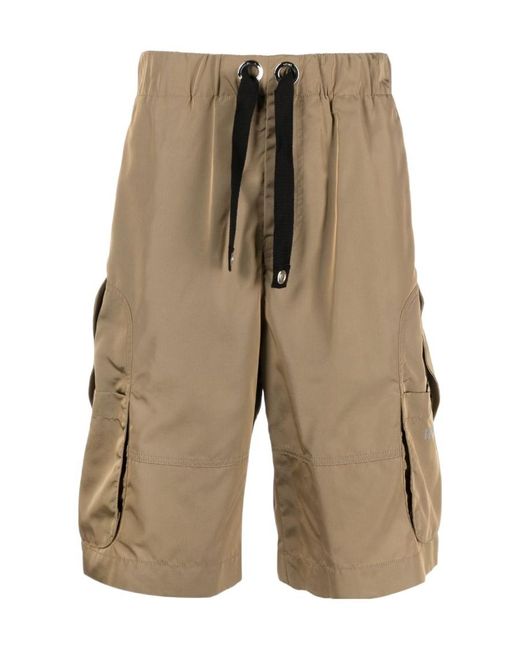 Versace Brown Logo Printed Drawstring Shorts for men
