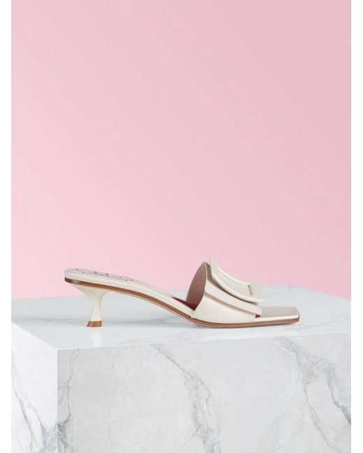 Roger Vivier Natural Square Toe High Heel Sandals