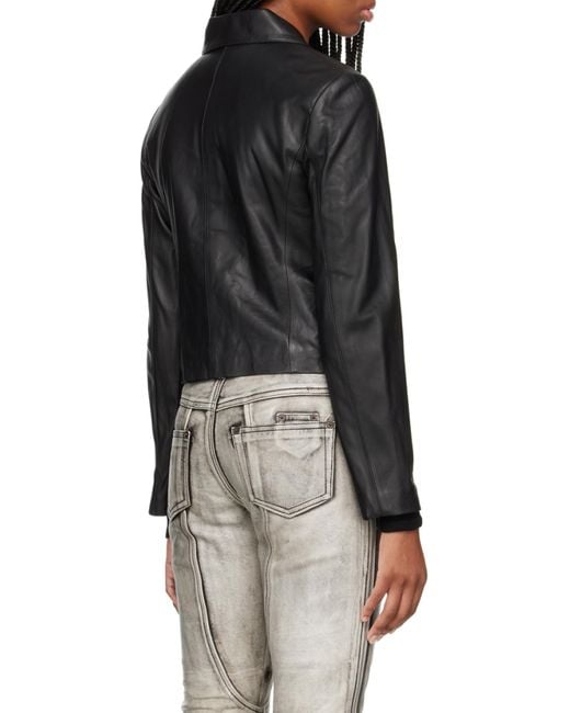 Vince Black Long-Sleeved Leather Jacket