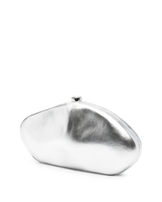 Cult Gaia Gray Caldera Sculpted Clutch Bag