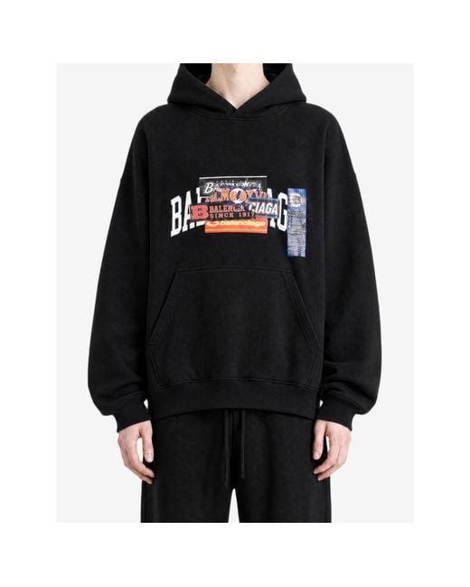 Balenciaga Black Bumper Stickers Hoodie for men