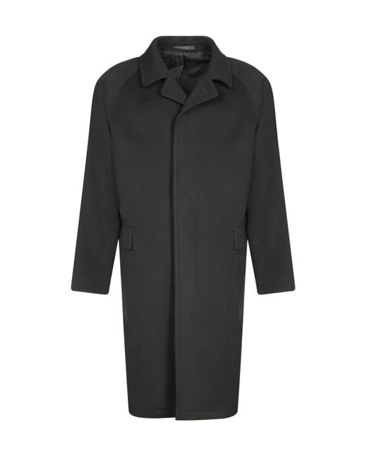 Tagliatore Black Single-Breasted Mid-Length Coat for men