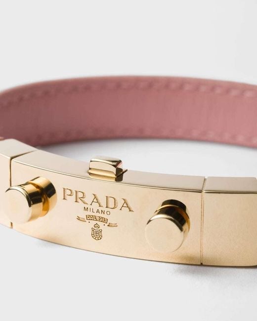 Prada Pink Saffiano Leather Bracelet