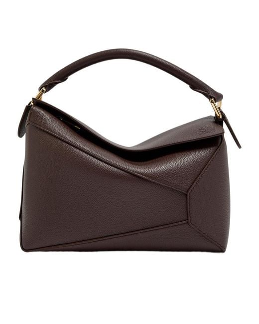 Loewe Brown Puzzle Edge Small Leather Top Handle Bag