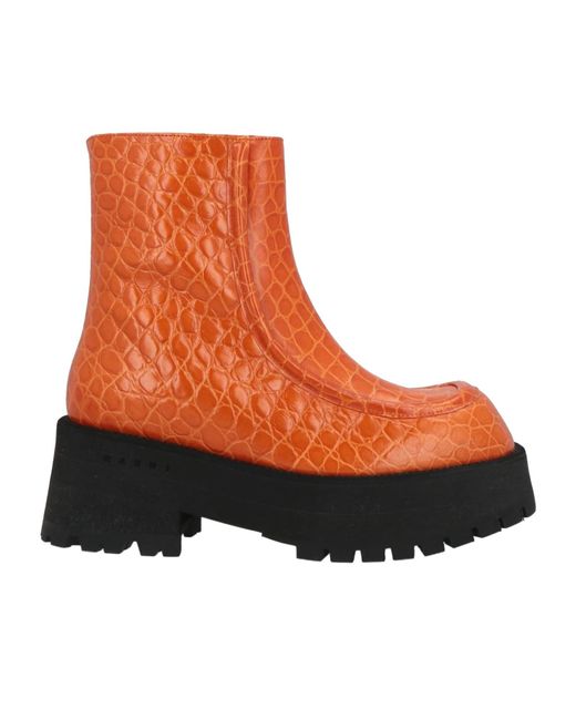 Marni Orange Solid Color Ankle Boots