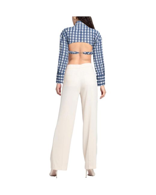 Jacquemus Blue Long-Sleeved Plaid Shirt