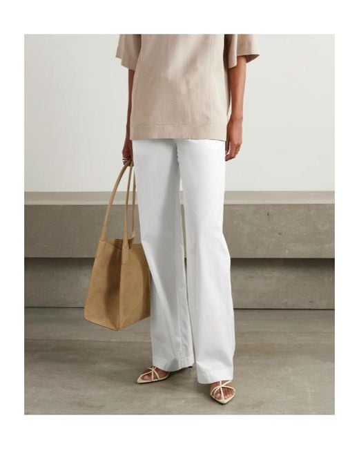 Loulou de Saison White Sero Cotton-Poplin Pants