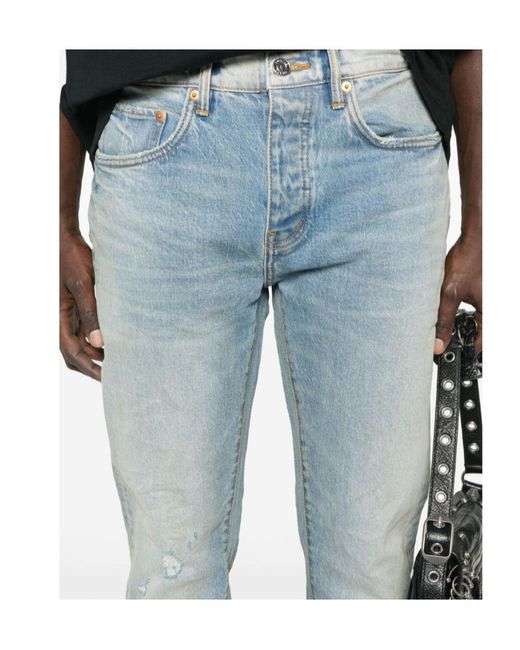 Purple Brand Blue Distressed Jeans for men