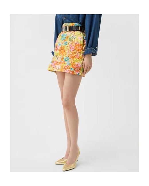Versace Yellow Crinkled Floral Mini Skirt