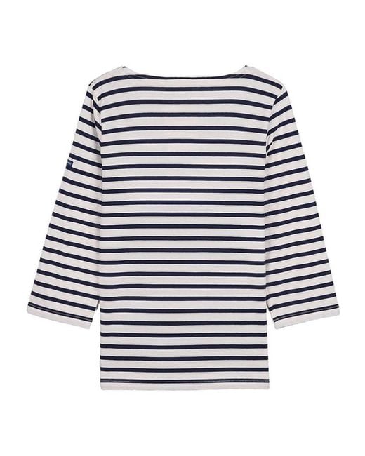 Saint James Blue Minquiers Striped Sailor Top for men
