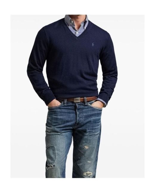 Polo Ralph Lauren Blue Logo-Embroidered Sweater for men