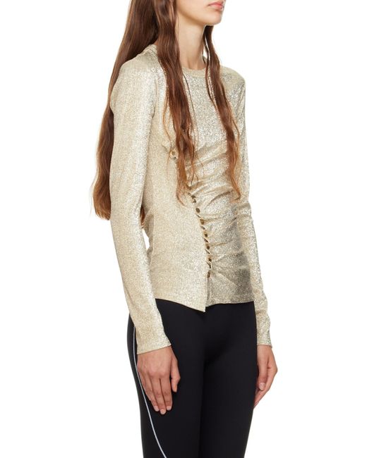 Rabanne Natural Fitted Crewneck Long-Sleeved Top