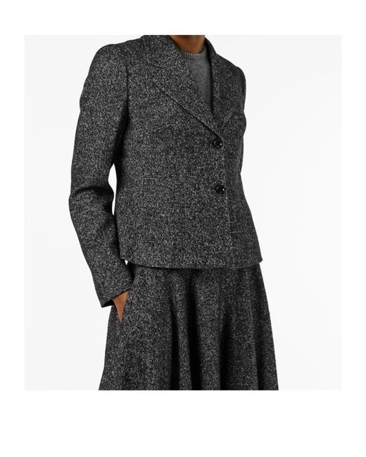 Dolce & Gabbana Gray Structured Shoulder Blazer