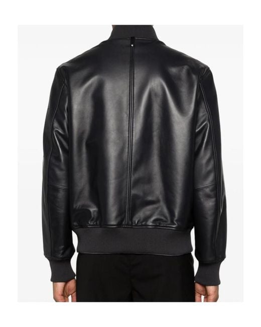 Mackage Black Long-Sleeved Leather Jacket for men