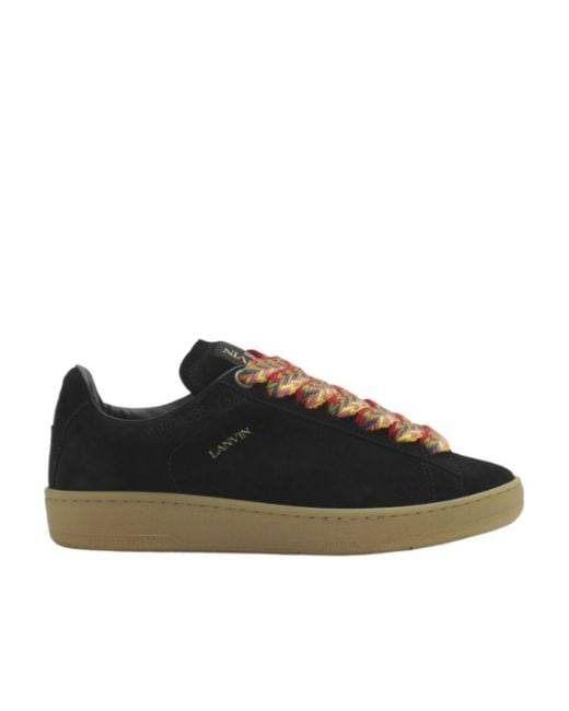 Lanvin Black Lite Curb Suede Sneakers